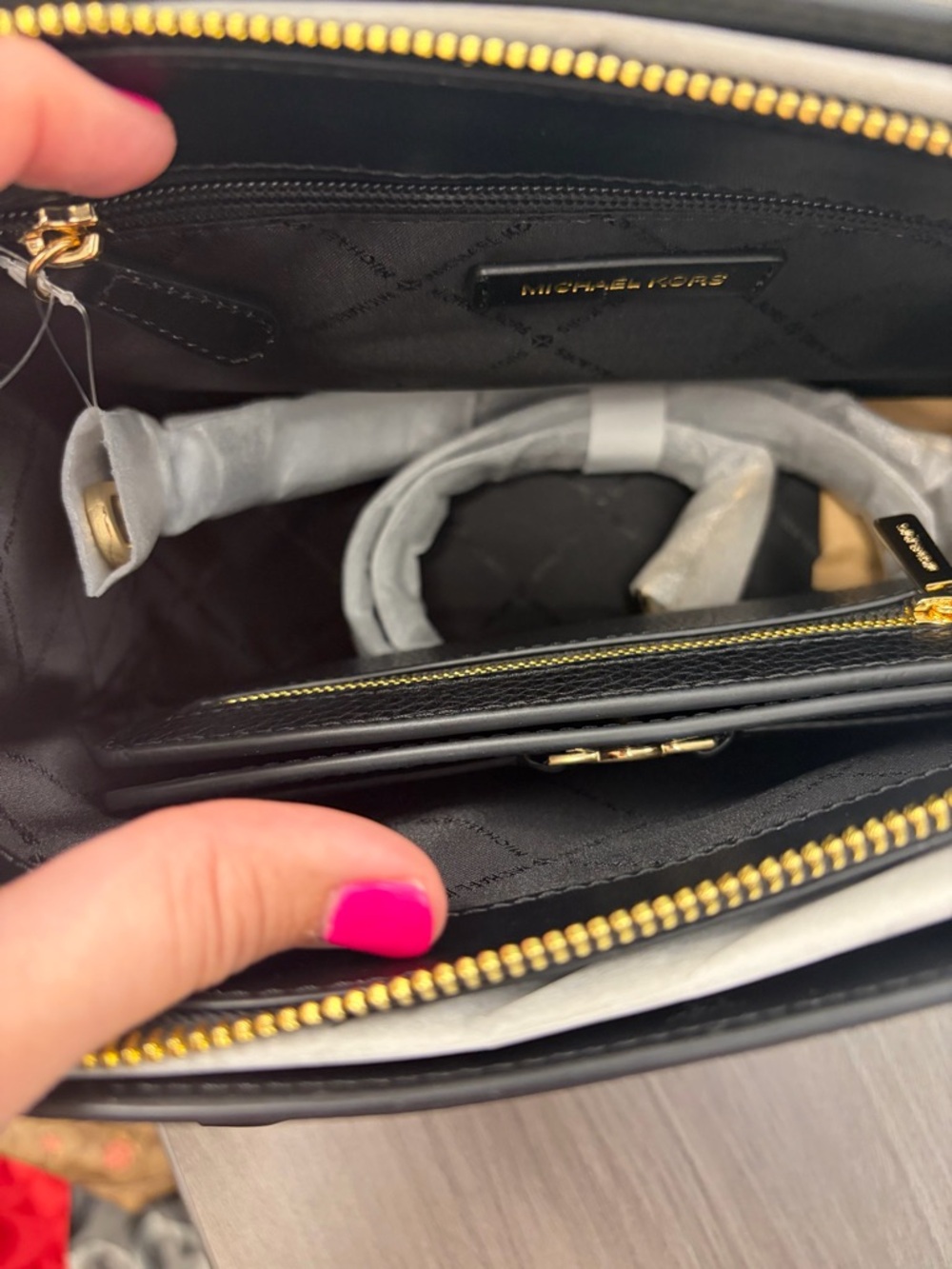 Michael Kors Black Saffiano Leather Satchel with Gold Hardware - Picture 4 of 5